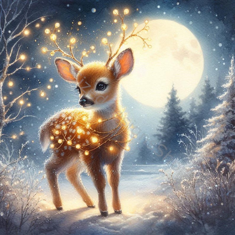 Watercolor Golden Fawn Clip Art: Christmas Deer Jpgs (digital Download ...