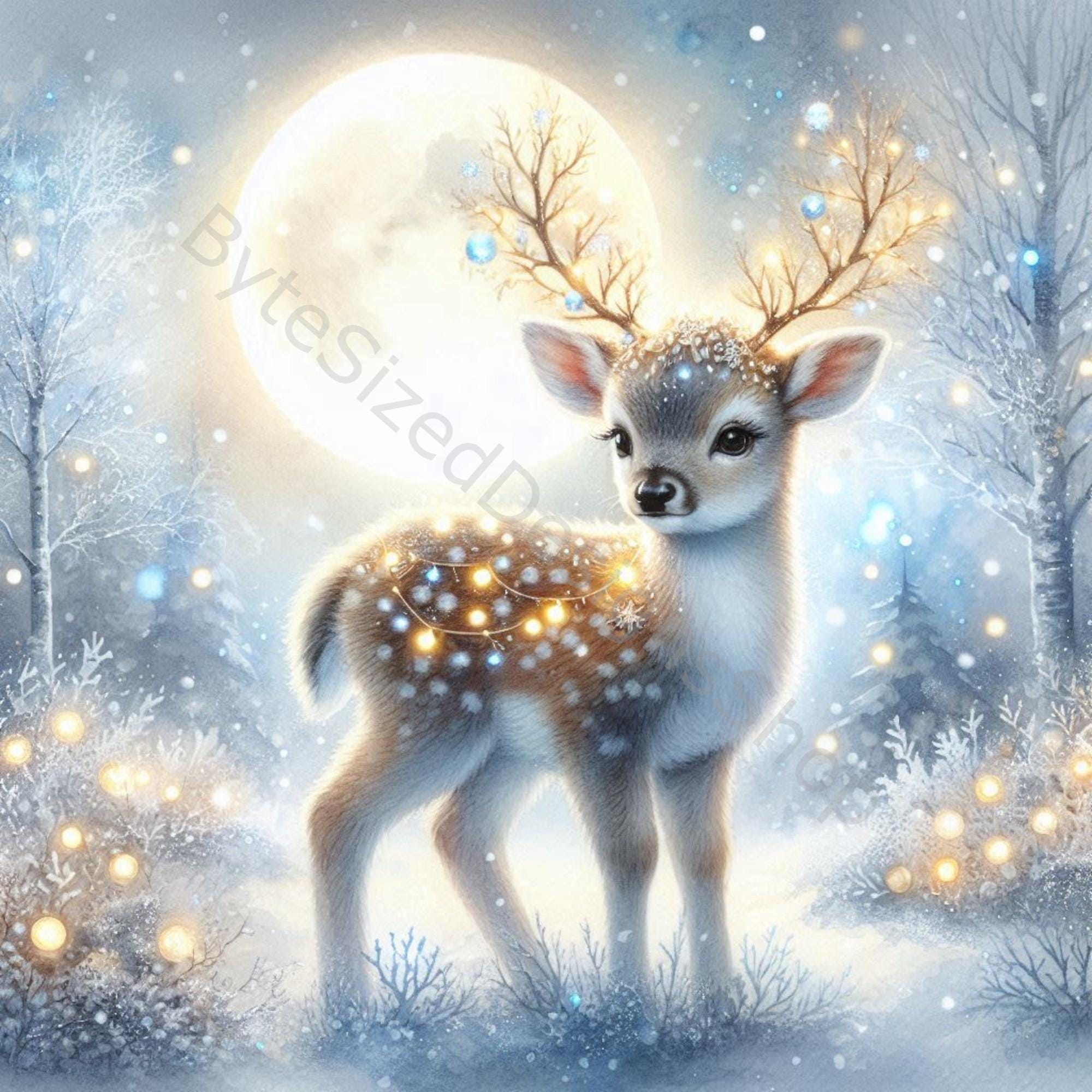 Watercolor Golden Fawn Clip Art: Christmas Deer Jpgs (digital Download ...