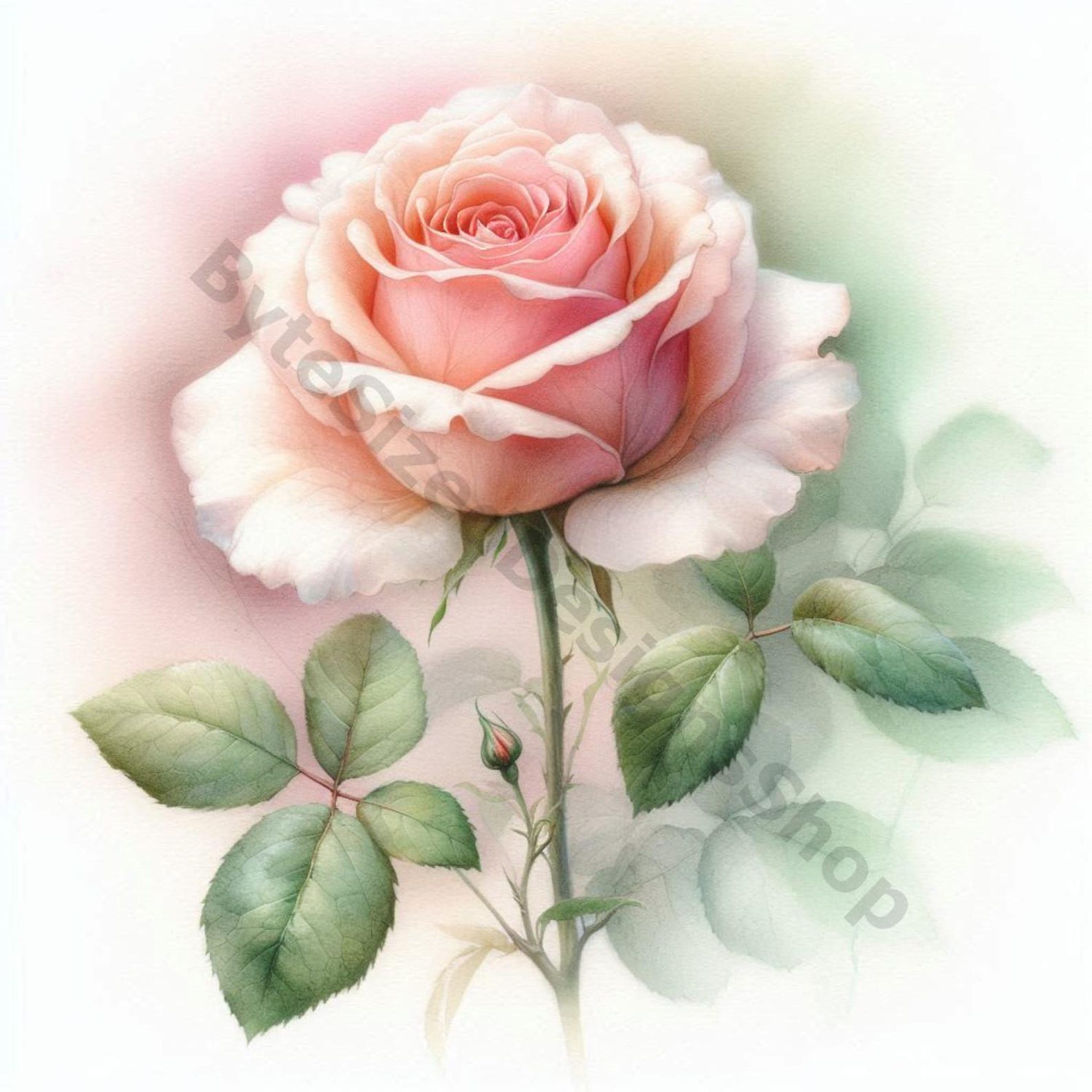 Blooming Roses Clip Art Set- 10 High Res Watercolor Jpgs for Junk ...