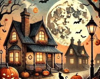 Nyckfull Halloween akvarell clipart-set: Högupplösta JPG-bilder (digital nedladdning)