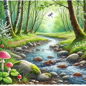 Ensemble de 10 images clipart forêt printanière haute résolution aquarelle JPG pour journal indésirable, scrapbooking, fabrication de cartes, travaux manuels, téléchargement numérique