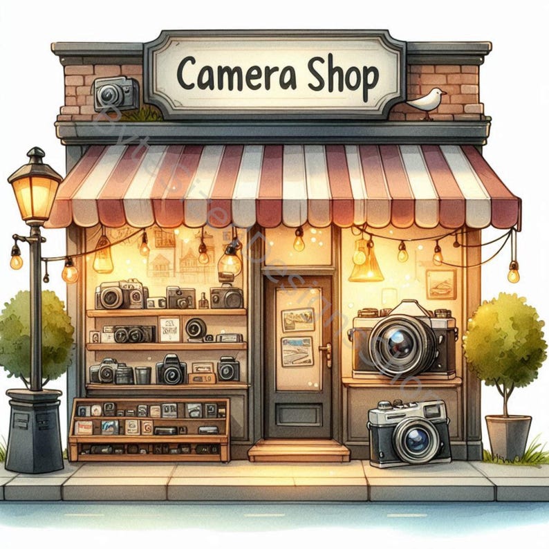 Camera Shop Watercolor Clipart Set: High-res Jpgs (digital Download) - Etsy