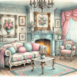 Ensemble de 10 images clipart shabby chic victoriennes breloques aquarelles haute résolution pour journal indésirable, scrapbooking, fabrication de cartes, travaux manuels