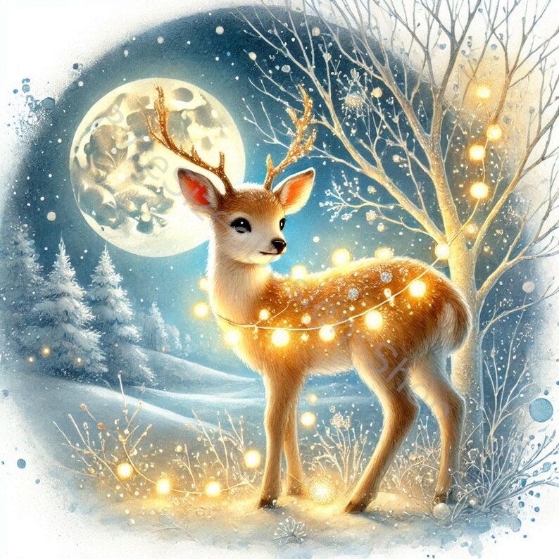 Watercolor Golden Fawn Clip Art: Christmas Deer Jpgs (digital Download ...