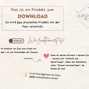 May include: A digital download product graphic with the text "Dies ist ein Produkt zum DOWNLOAD Es wird kein physisches Produkt mit der Post verschickt" and "Wie funktioniert es?" with instructions on how to download the product. The graphic also includes the text "K&Oslash;NIGOLD DIGITAL".