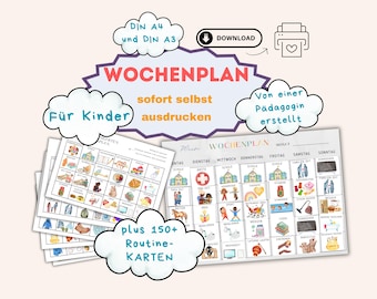Montessori Wochenplan für Kinder, ADHS Wochenplan Kinder, Wochenplan Vorlage Kinder, Wochenplan Kinder Termine, Wochenplan Übersicht Kinder