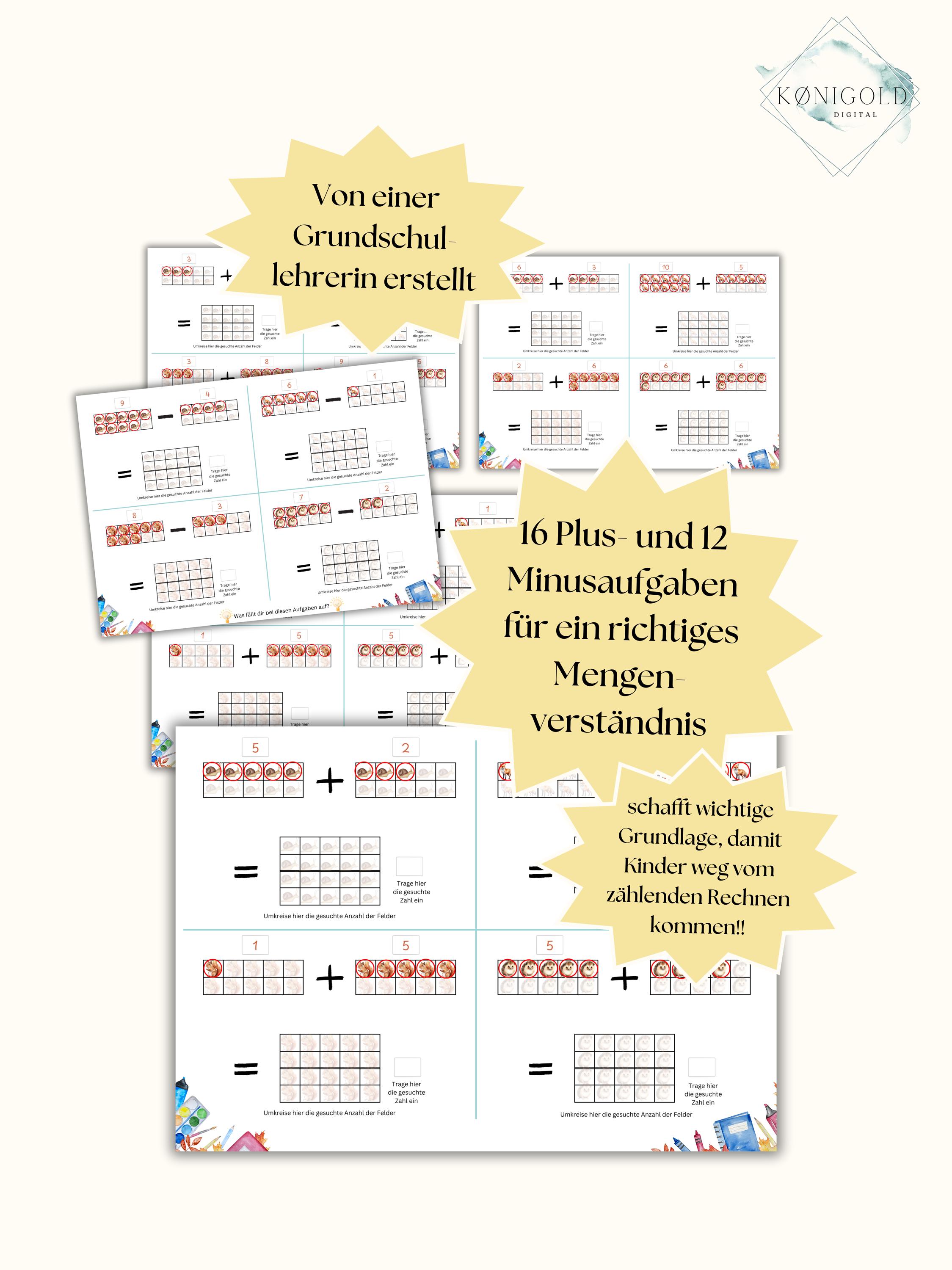 Zahlen Lernen Vorschule, Mathe 1. Klasse, Zahlenrahmen 1 - 10, 1- 20