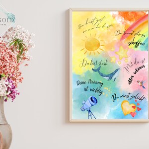 Affirmationsposter bunt für Kinder und Jugendliche, Poster mit Spruch für Kinder und Jugendliche, DIN A4 und A3 zum selbst Ausdrucken