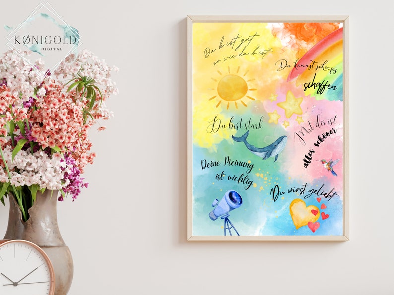 Affirmationsposter bunt für Kinder und Jugendliche, Poster mit Spruch für Kinder und Jugendliche, DIN A4 und A3 zum selbst Ausdrucken