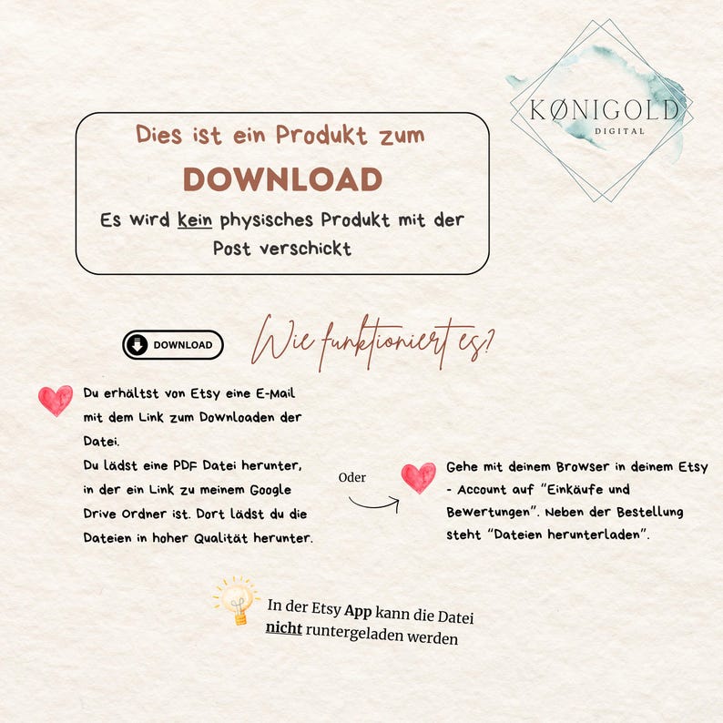 May include: A digital download product announcement with text in a white box that reads "DOWNLOAD". Instructions on how to download the file are included, along with a logo in the upper right corner. The image is on a cream-colored background.