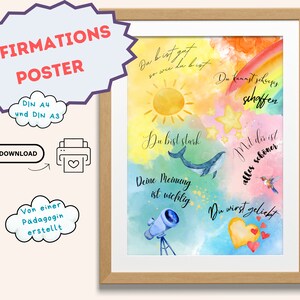 Affirmationsposter bunt für Kinder und Jugendliche, Poster mit Spruch für Kinder und Jugendliche, DIN A4 und A3 zum selbst Ausdrucken