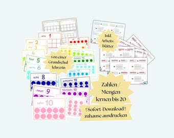 Zahlen lernen Vorschule, Mathe 1. Klasse, Zahlenrahmen 1 - 10, 1- 20 Mathe, Mengenverständnis, Zahlenkarten, Vorschule Arbeitsblätter Mathe