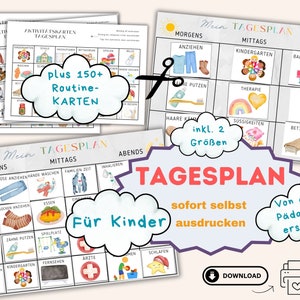 Tagesplan für Kinder, Routineplan Kinder ausdrucken, ADHS Tagesplaner Orientierung Kinder, Ablaufplan für Kinder, Übersicht Tagesablauf Kind