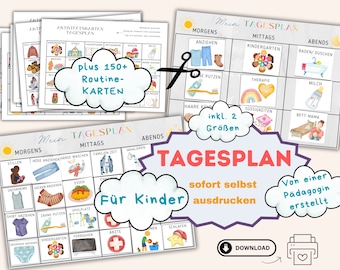 May include: A colorful printable daily schedule for kids with illustrations of activities like getting dressed, eating, playing, and bedtime. The text says "My Daily Schedule" and "For Kids".