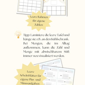 May include: Two printable worksheets for kids to practice math. The first worksheet is a blank grid for counting and the second worksheet has grids for addition and subtraction problems.