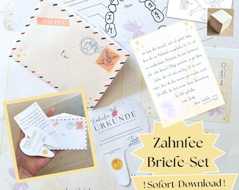 Zahnfee Brief zum Ausdrucken, Zahnfee Brief Vorlage Download, Zahnfee Geschenk basteln, erster Wackelzahn Zahnfee Geschenk, Zahnfee Set PDF
