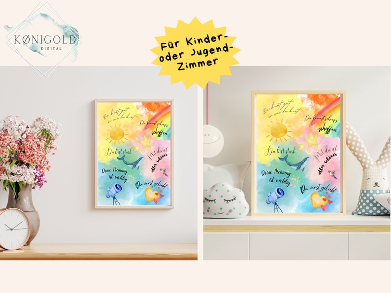 Affirmationsposter bunt für Kinder und Jugendliche, Poster mit Spruch für Kinder und Jugendliche, DIN A4 und A3 zum selbst Ausdrucken
