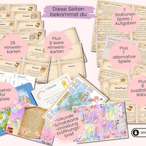 Einhorn Schnitzeljagd für Kindergeburtstag, Rätsel & Bewegungsspiele für drinnen, draußen + Spielplatz, 4 5 6 7 8 Jahre, PDF Zum Ausdrucken image 3