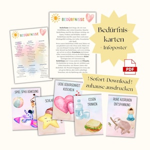 Bedürfniskarten zum Ausdrucken Kinder, Bedürfnisse erkennen und benennen, Bedürfnisse Kinder, Material Bedürfnisse Kita PDF, Bedürfnisposter