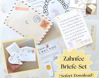 Milchzahnkalender von der Zahnfee, Brief Zahnfee zur Milchzahndose, Brief Zahnfee Zahn dalassen, Zahnfee Set zum ausdrucken, Zahnfee Set PDF