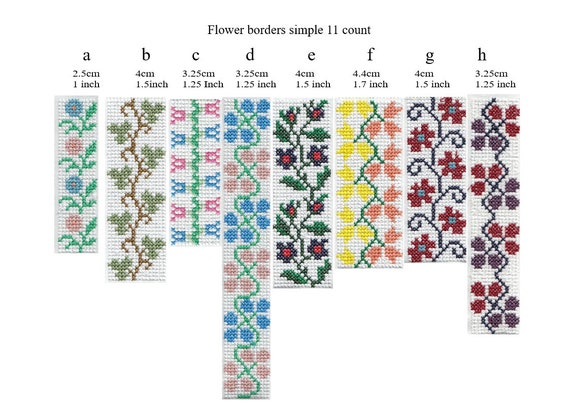 Machine Embroidery Crossstitch Flower Borders Simple - Etsy