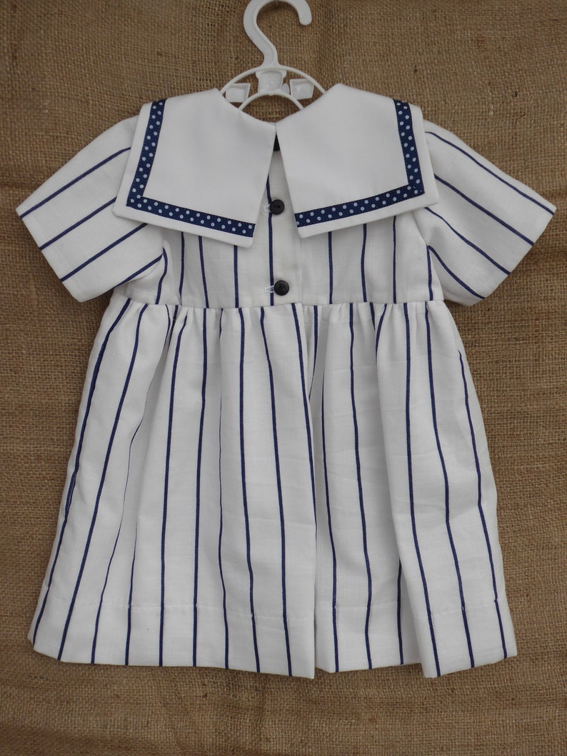 vintage style dress navy blue and white striped sailor dress Child\u2019s classic age 1-2 yrs