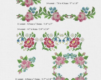 Machine Embroidery Crossstitch Flowers Collection, Pretty Nosegays