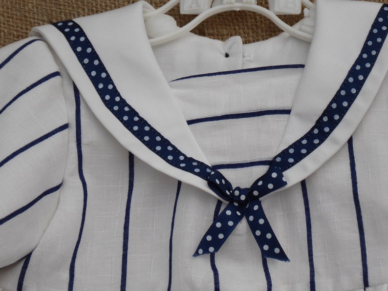 vintage style dress navy blue and white striped sailor dress Child\u2019s classic age 1-2 yrs