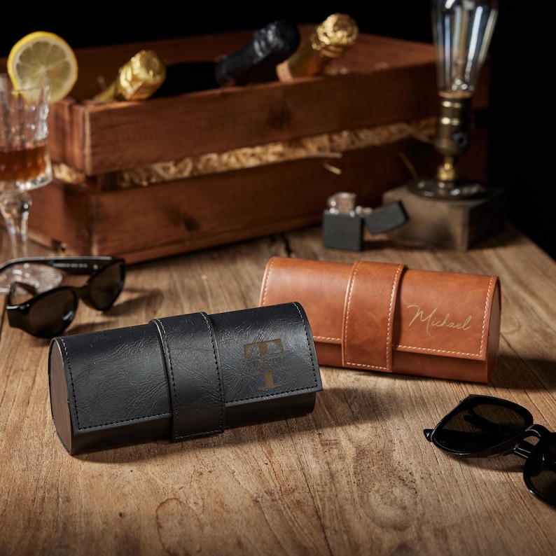Personalized PU Leather Sunglasses Box, Custom Glasses Case, Christmas ...