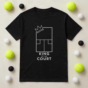 Minimalist Squash Court King of the Court T-Shirt - Modern Sports Graphic Tee for Squash Lovers
