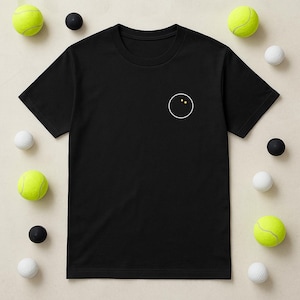 Minimalist Squash Ball Crest T-Shirt - Modern Sports Graphic Tee for Squash Lovers