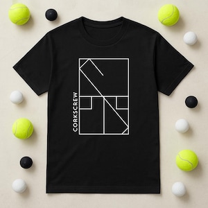 Minimalist Squash Court Corkscrew T-Shirt - Modern Sports Graphic Tee for Squash Lovers