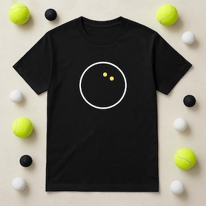 Minimalist Squash Ball T-Shirt - Modern Sports Graphic Tee for Squash Lovers