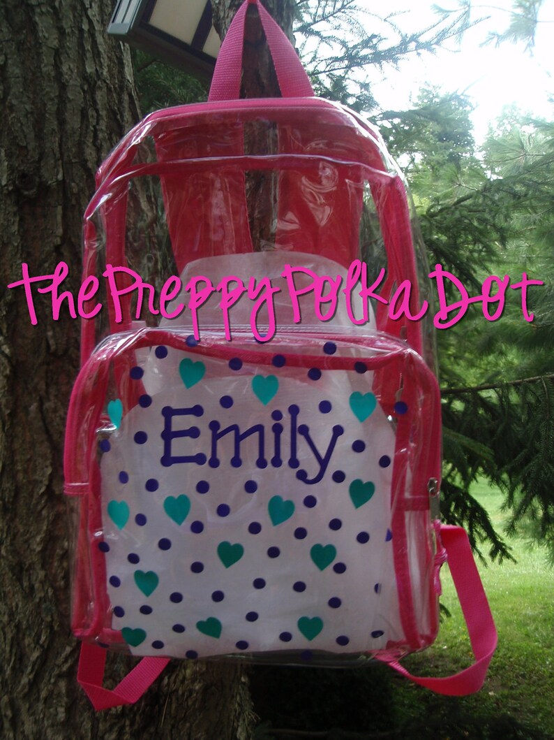 Personalized Clear Backpack Bookbag Etsy