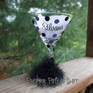 Personalized Polka Dot Martini Glass image 2