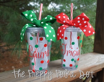 Personalized 16oz CANDY CANE Straw Tumbler Cup