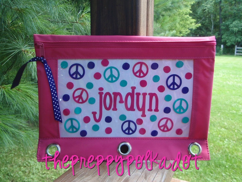 Personalized Monogram Binder Pouch Pencil Bag Etsy