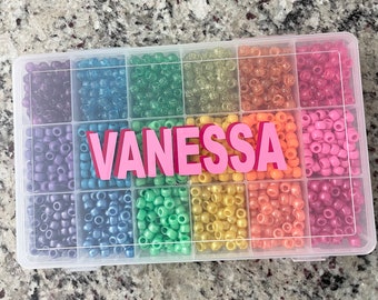 Personalized Large Bead Box // Pony beads included!