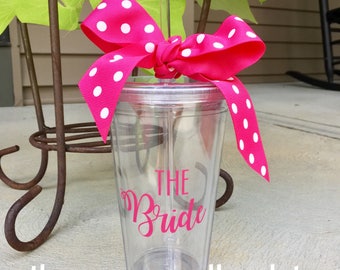 THE BRIDE - Clear Tumbler Cup With Lid & Straw - 16 oz