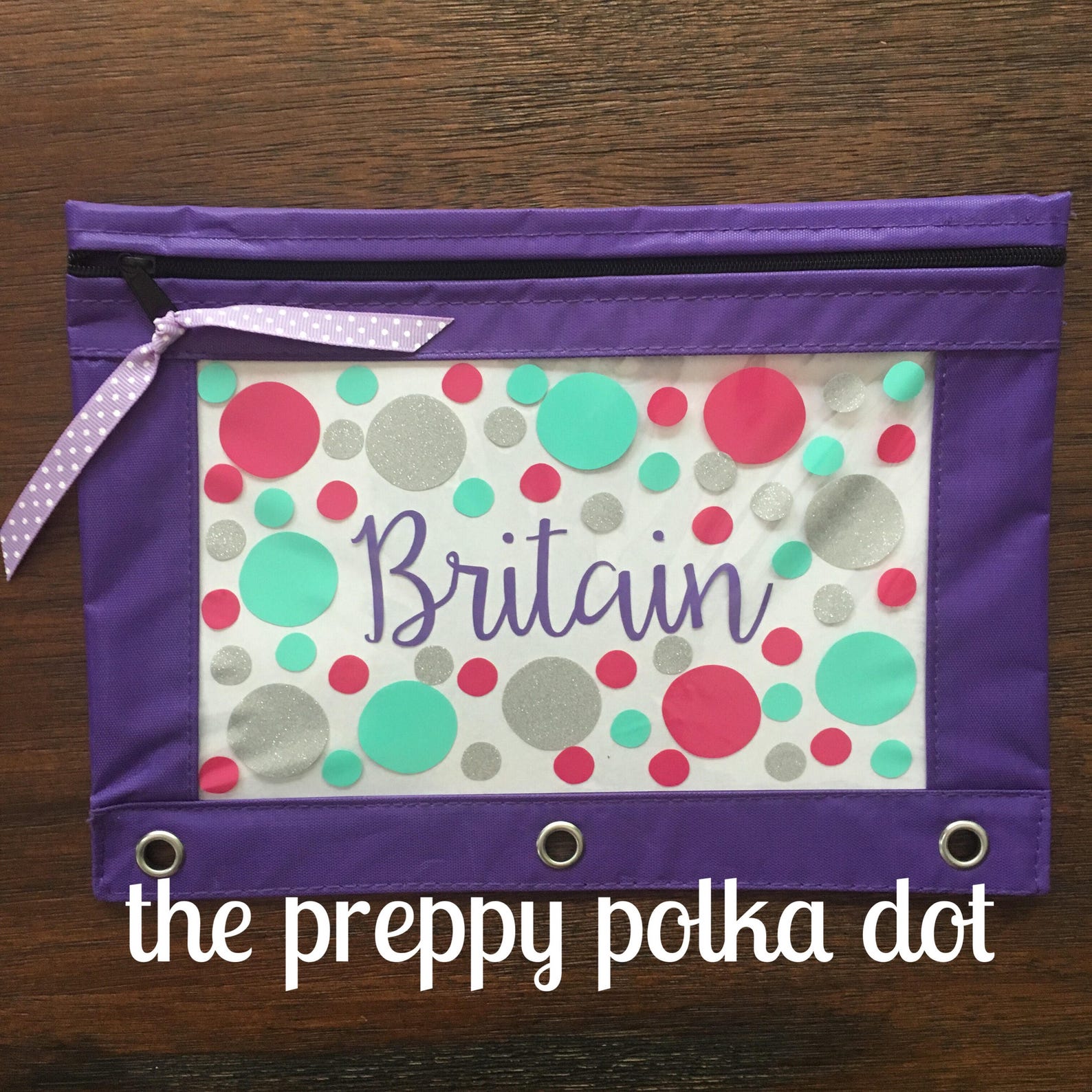 Personalized Monogram Binder Pouch Pencil Bag Etsy