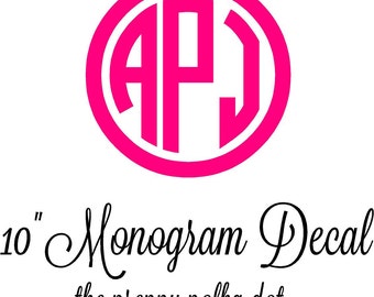 10" Monogram Decal Sticker