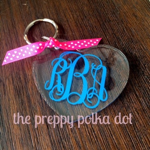 Monogram Acrylic Heart Shape Key Chain Fob image 2