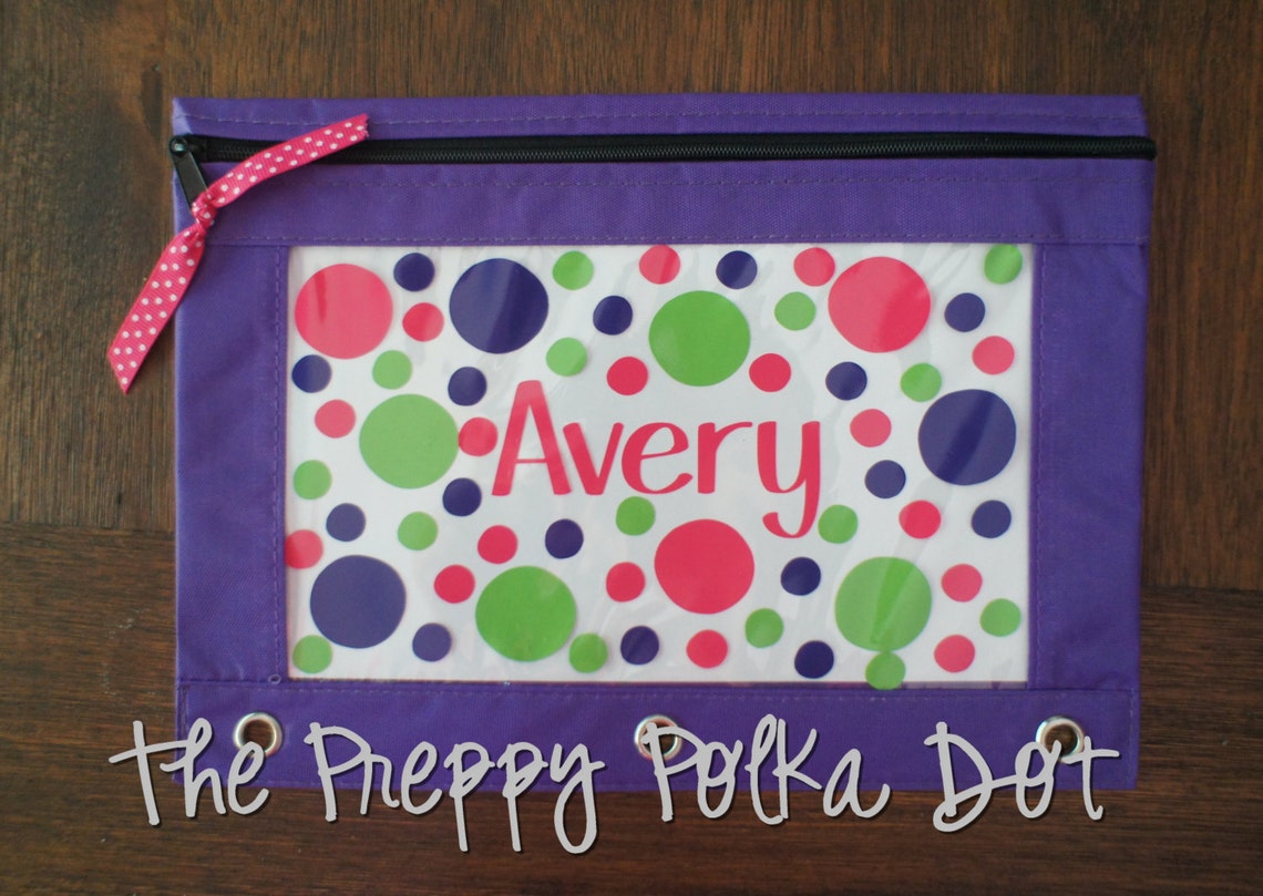 Personalized Monogram Binder Pouch Pencil Bag Etsy