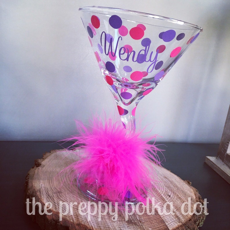 Personalized Polka Dot Martini Glass image 3