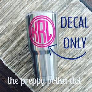 DECAL ONLY Monogram Sticker for Yeti Rambler image 1