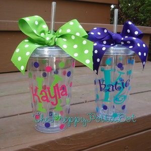 Personalized 16oz Tumbler Cup with Lid & Straw Name over Initial Style image 2