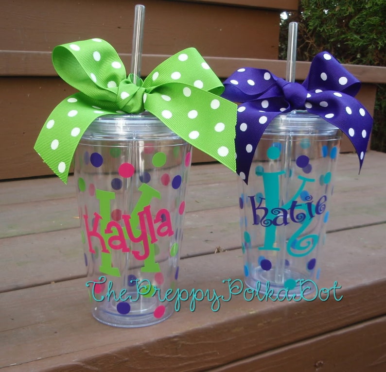 Personalized 16oz Tumbler Cup with Lid & Straw Name over Initial Style image 2
