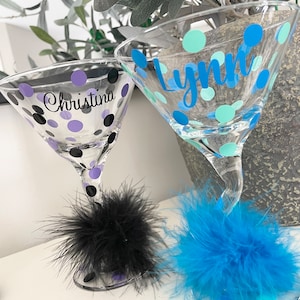 Personalized Polka Dot Martini Glass image 1