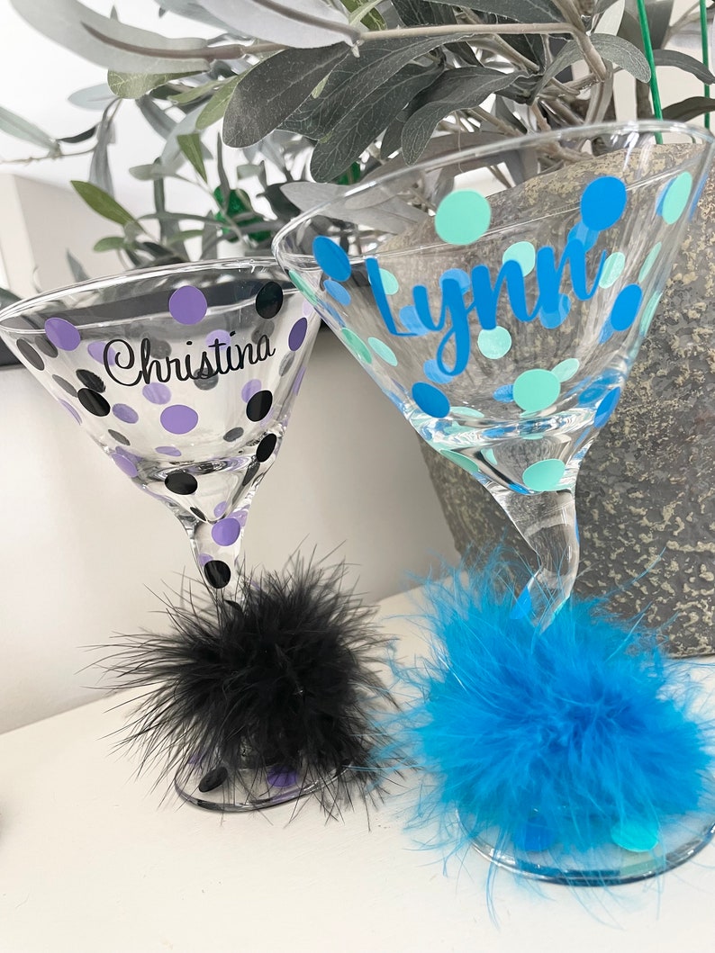 Personalized Polka Dot Martini Glass image 1