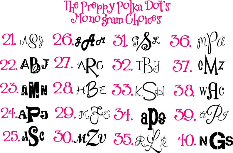 5 Preppy Monogram Vinyl Car Decal 45 Font Choices Etsy